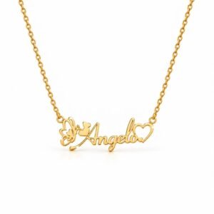 Butterfly & Heart Name Necklace — gold