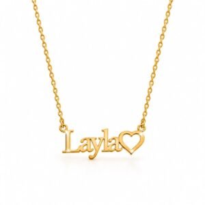 Classic Name Necklace with Heart — gold