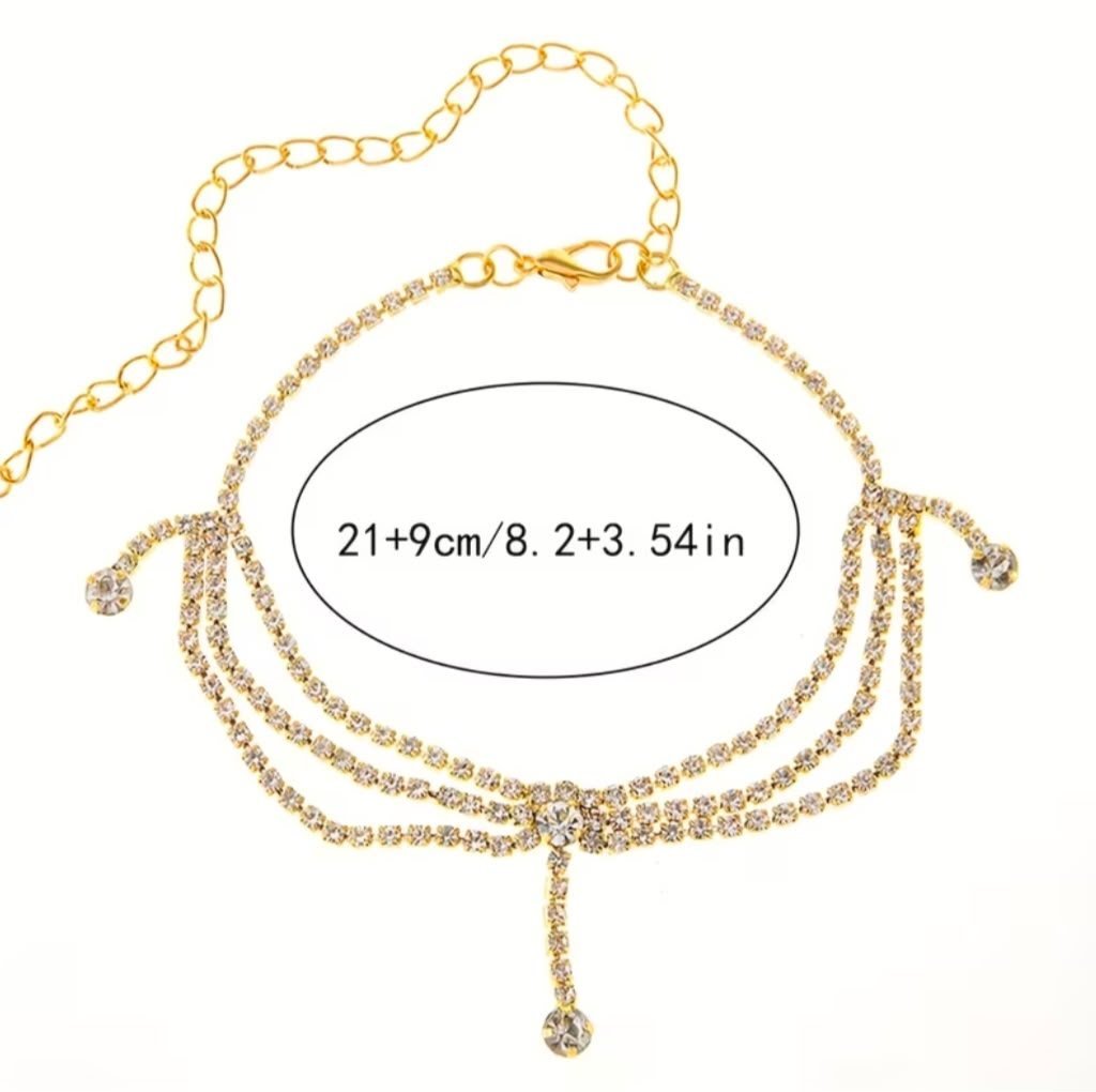 Layered Rhinestone Anklet — Top Tito
