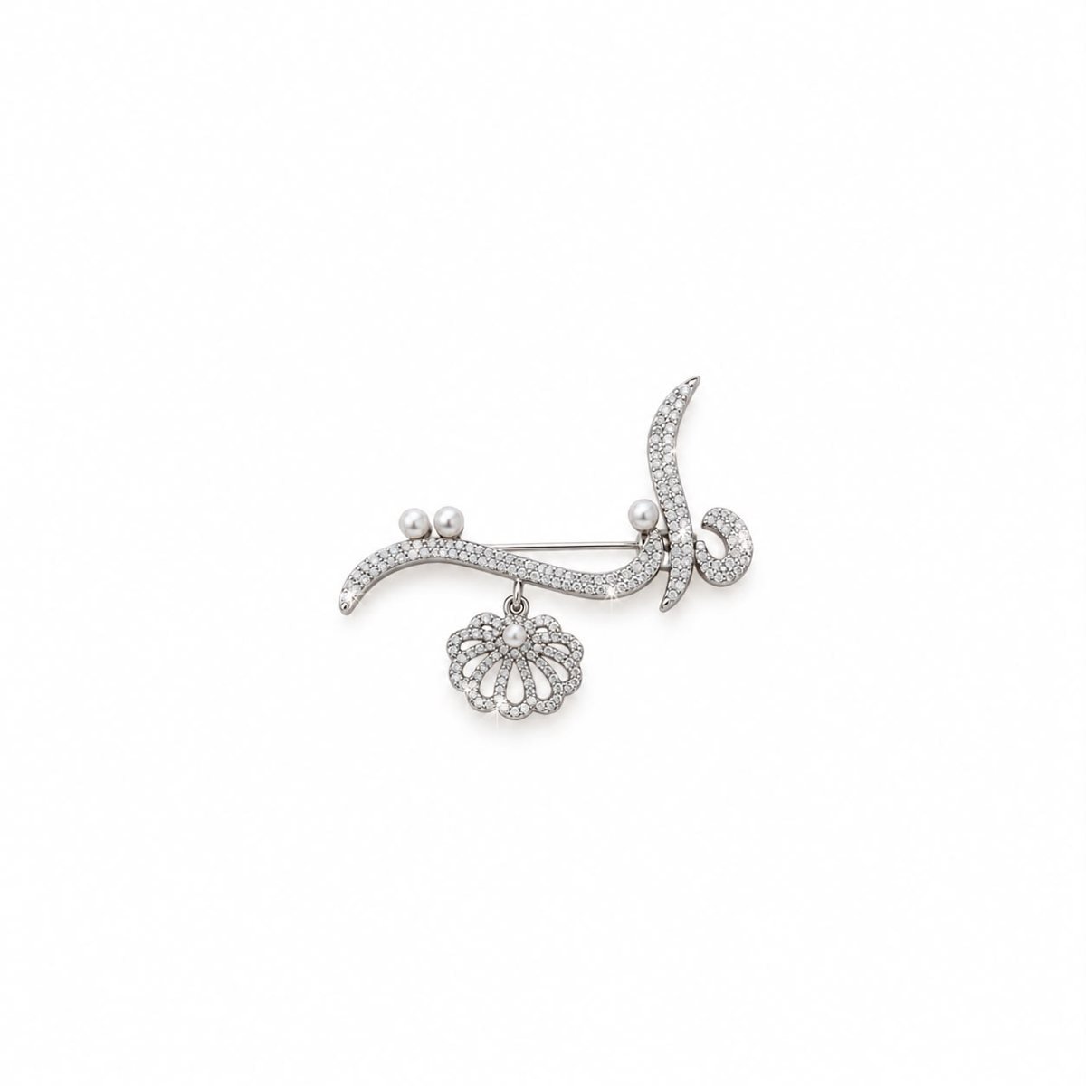 Name Brooch with Pearl Flower — Top Tito