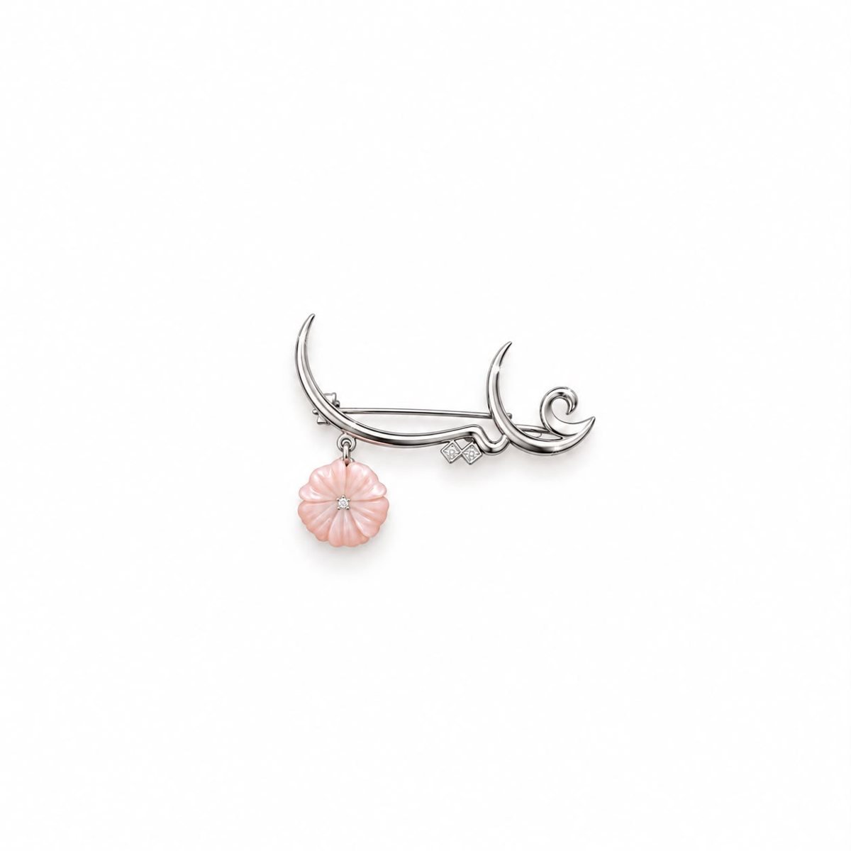 Name Brooch with Pink Shell Flower — Top Tito