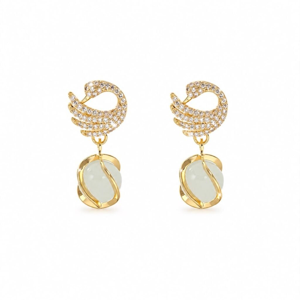 Swan & Opal Drop Earrings — Top Tito