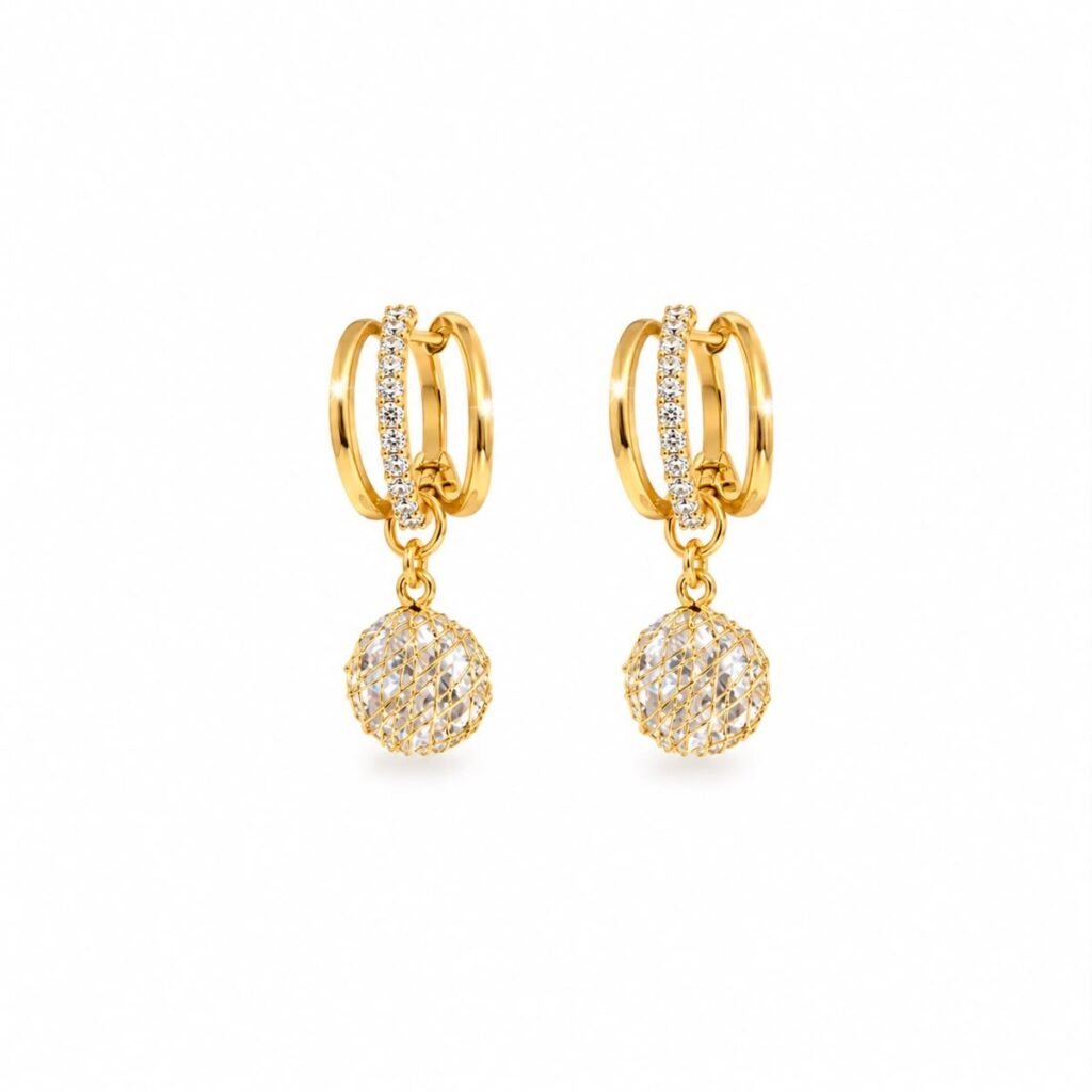 Crystal Ball Double Hoop Earrings — Top Tito