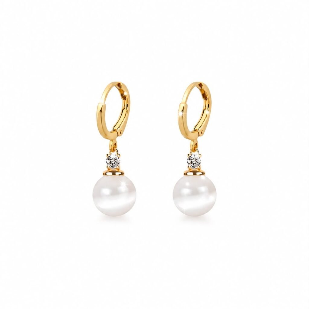 Pearl & Opal Drop Huggies — Top Tito