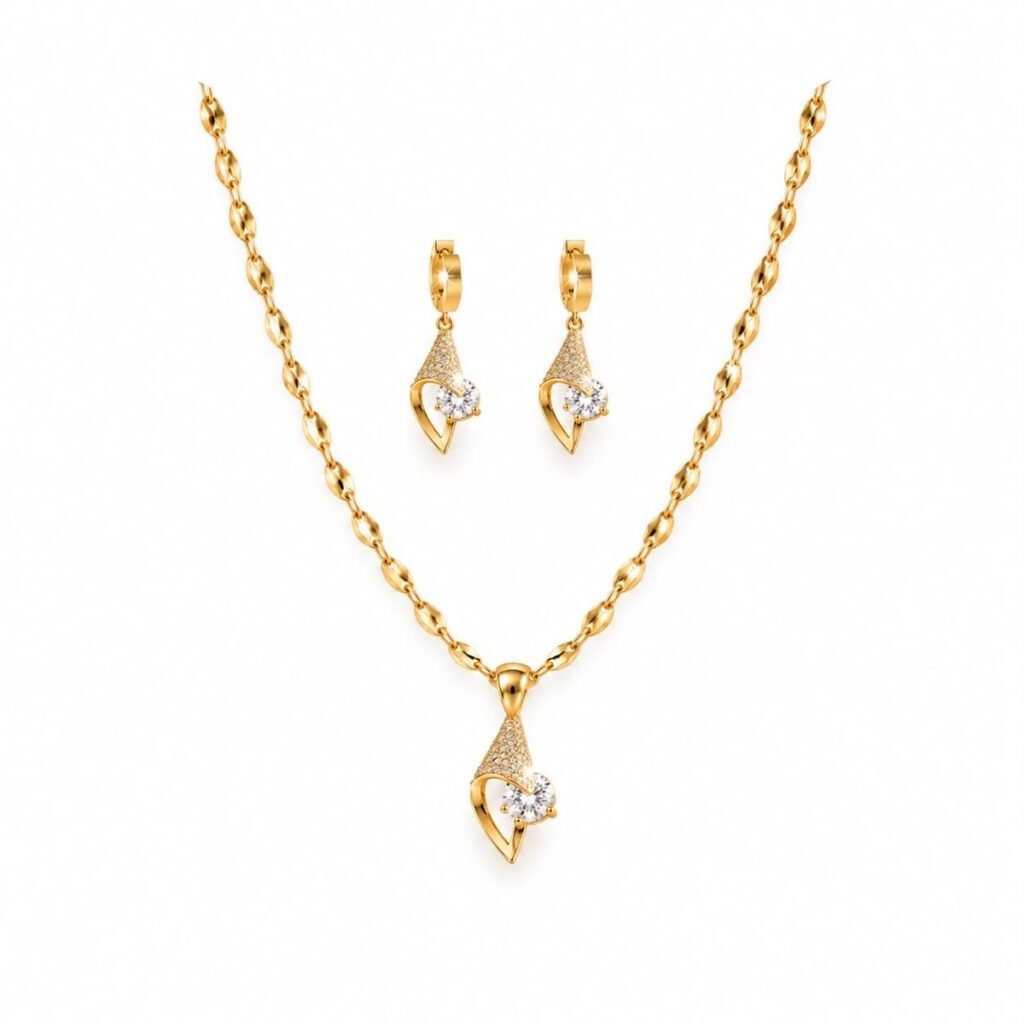 Gold Leaf Necklace & Earrings Set — Top Tito